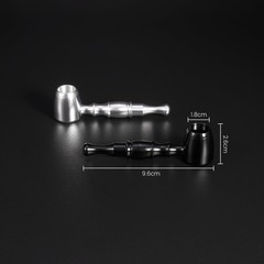 2-Pack Aluminum Alloy Tobacco Pipe Set, 10cm Portable Smoking Black&Silver