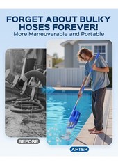 Cordless Pool Vacuum with Telescopic Pole, 18.5 GPM Powerful Suction – Deep Blue