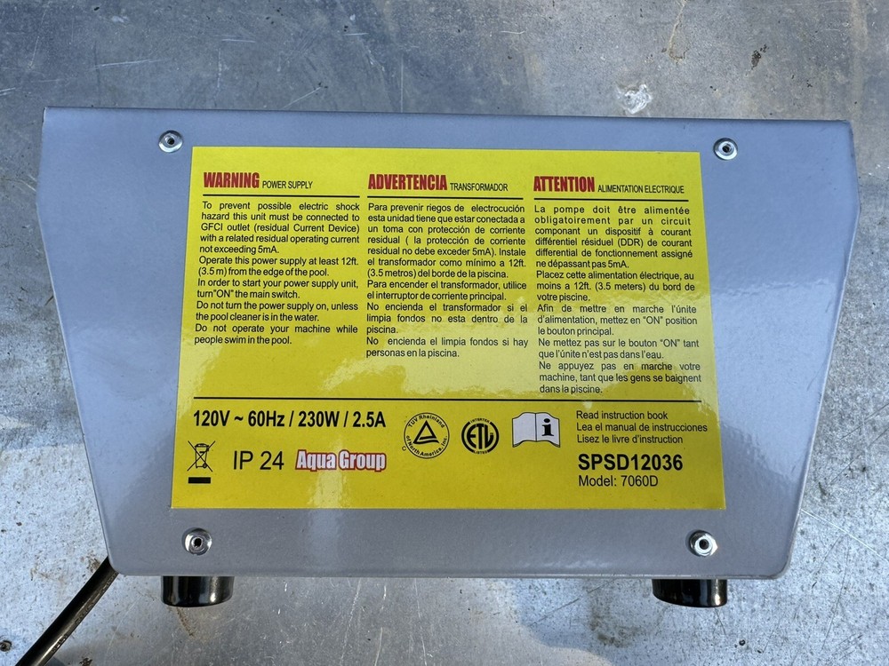 Automatic Cleaner Power Supply Aqua Products 7060D Missing 1 Rubber foot New