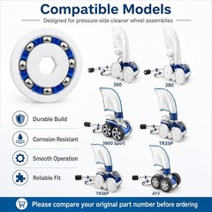 8-Pack Stainless Steel Bearings for Polaris Pool Cleaners