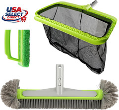 3PCS Pool Cleaning Kit – Skimmer Net, 17&Prime; Brush & Sponge Scrub