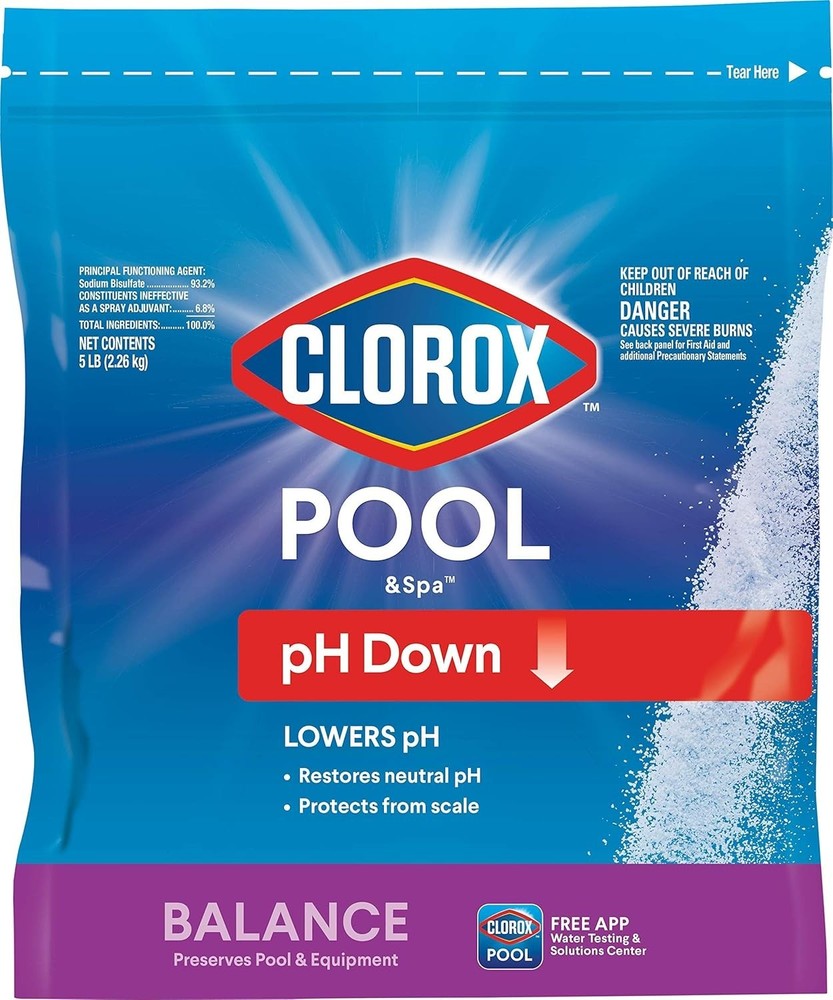 Swimming Pool Ph Down, Lowers Ph, Protects against Eye and Skin Irritation, 5LB