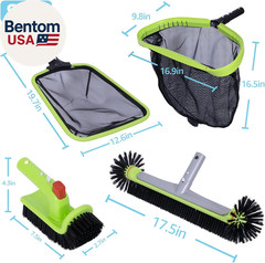 Deluxe Swimming Pool Cleaning Kit Including Professional Leaf Skimmer Net,Half-D