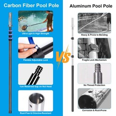 DOBEN Carbon Fiber Pool Pole, 16FT Heavy Duty Telescopic Pool Pole, Universal…