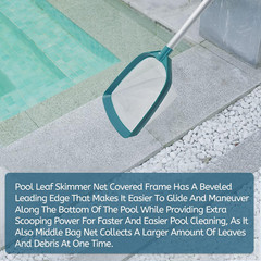 Upgrades Swimming Pool Leaf Net Skimmer Rake with Adjustable Aluminum Pole and N