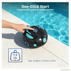 Robotic Pool Cleaner Cordless 5200mAh Battery 130 Min Runtime Dual Suction Auto