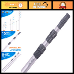 15ft Telescoping Pool Cleaning Pole – Adjustable for Skimmer, Brush & Vacuum