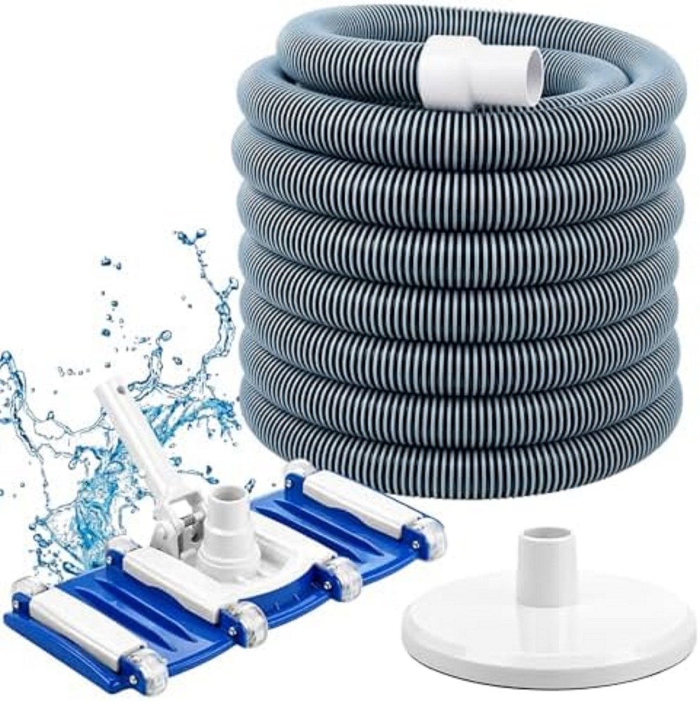 Complete 3-Piece Pool Cleaning Kit with Vacuum Head, Hoses & Skim Plate