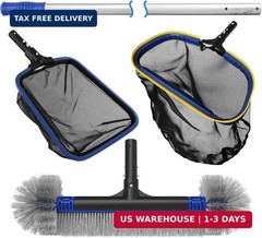 Poolvio 5-in-1 Pool Cleaning Kit – Includes Semi-Deep Skimmer Net, Aluminum Leaf
