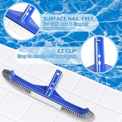 17&Prime; Pool Brushes for Cleaning Pool Walls Pool Brush Head with EZ Clip