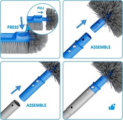 3-Piece Pool Cleaning Kit with 10 ft Pole & Ultra Fine Skimmer Net for Spas