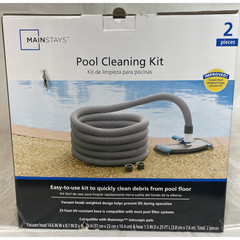 Mainstays Pool Vacuum Kit 2-Piece 25ft UV-Resistant Hose+Swivel Head 1.25&Prime;/1.5&Prime;