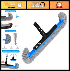 20&Prime; Pool Brush Head for Walls & Corners, Curved Design, Wavy Nylon Bristles, Fit
