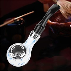 BigBigMe Tobacco Pipe, Classic Pipes with Blue and White
