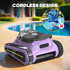 Cordless Robotic Pool Vacuum for Above & In-Ground Pools, 2.5H Run Time