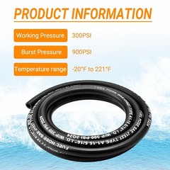 3/8&Prime; Marine Fuel Hose Feed Line Rubber SAE J1527 Standards 8 Marine Fuel Hose