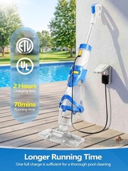 2026 Cordless Pool Vacuum for Inground Pool with Flow Adjustable Suction