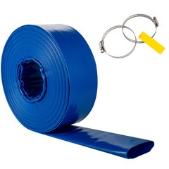 Discharge Hose Lay Flat Hose 3&Prime; x 105&prime; PVC Backwash Drain Hose w/Clamp