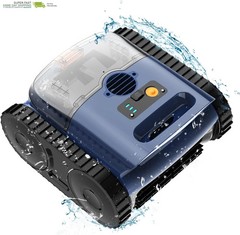 Cordless Robotic Pool Vacuum with Sonar Navigation & Track Drive Wall Climbing