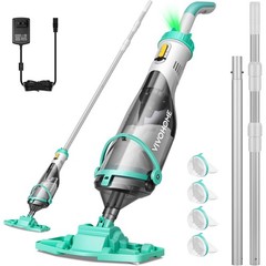 Cordless Rechargeable Pool Vacuum Handheld Cleaner w/ Telescopic Pole 60min IPX8