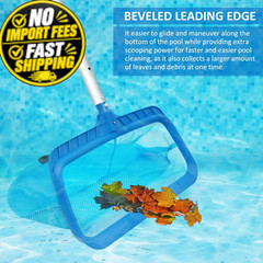 Poolvio Swimming Pool Skimmer Net, Fine Mesh Plastic Double Layer Rake