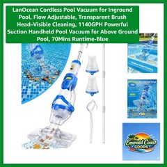Cordless Pool Vacuum with Adjustable Suction – 1140GPH Power & 70 Mins Runtime
