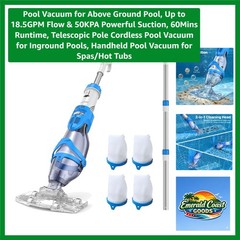Versatile Cordless Pool Cleaner with 3 Filter Bags & Adjustable Suction Power