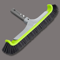 18&Prime; Pool Brush Head for Cleaning Swimming Walls, Curved Ends Scrub Brush Black