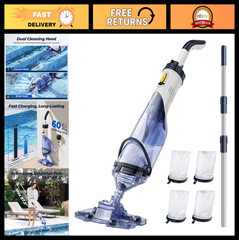 Rechargeable Pool Vacuum Cleaner for Above Ground & Inground Pools, 60Min Runtim