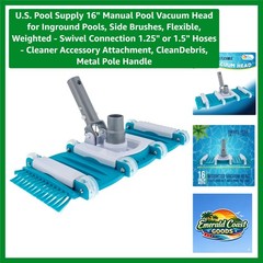 Essential 16&Prime; Manual Pool Vacuum Head – Fast Sinking & Secure Hose Connection