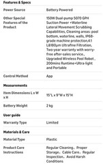 NIB Chasing Hydro 3 Cordless Pool Cleaner 200 mins Runtime Robot Vacuum Inground