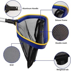 Heavy Duty Pool Rake Skimmer Net W/ 10ft Adjustable Pole Easy Debris Cleanup New