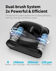 Seauto Shark Cordless Robotic Pool Vacuum Cleaner – WHITE – Scratch & Dent