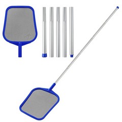 Adjustable Pool Skimmer Net with Telescopic Pole & Ultra Fine Mesh Rake