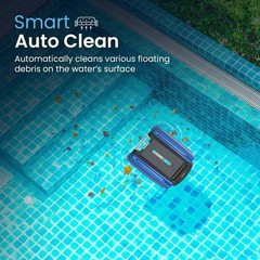 Solar Powered Robotic Pool Skimmer, Automatic Cleaner, 24/7 Battery, Blue
