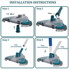 Upgrade Pro Weighted Triangular Pool Rotative Vacuum Head With Brush & Ez Clip H