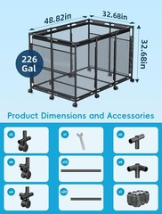 SHAPON Pool Storage Bin XXL Mesh Rolling Cart