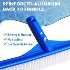 Pool Brush – 17&Prime; Pool Brush Head for Cleaning Pool Walls, Curved Ends High-Ef…