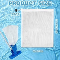 4Pcs Pool Vacuum Replacement Mesh Bag, Leaf Net Bag Fine White