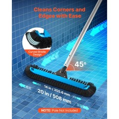 Pool Brush Head, 20 Inch Scrub Brushes with Nylon Bristles and Aluminum Pole Con