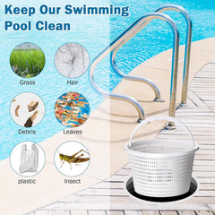 3 Pcs Pool Skimmer Basket with Extendable Hook for Cleaning