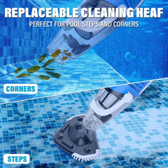 Cordless Pool Vacuum for above Ground Pool, Handheld Rechargeable Pool Cleaner w