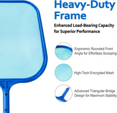 Swimming Pool Skimmer Net with 5 Pole Sections and Ultra Fine Mesh