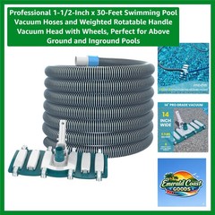 1.5-Inch x 30-Feet Pool Vacuum Hose with Adjustable Head for All Pool Types