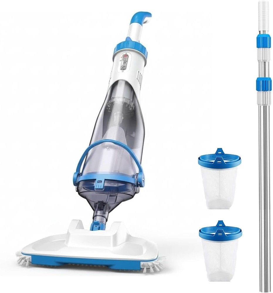 Pool Vacuum Rechargeable 18.5 GPM Suction, 13.4&Prime; Head, 60-Min Runtime
