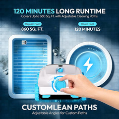 E10 Pool Vacuum,Cordless Robotic Pool Cleaner, Dual-Layer Filtration,Large Wheel