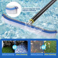 10FT Heavy Duty Pool Brush with Adjustable Pole for Inground & Above Ground