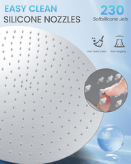 16&Prime; Brushed Nickel Rainfall Shower Head – All Metal with 230 Nozzles