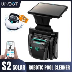 WYBOT S2 Solar Powered Wall Climb Robotic Pool Vacuum Cleaner Robot + Free Robot