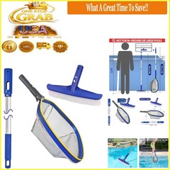 Pool Cleaning Kit 14 » Brush & 50 » Telescopic Aluminum Pole Blue